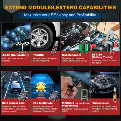 LAUNCH X431 PRO ELITE 8'inch Car Diagnostic Tools Auto OBD OBD2 Scanner All System CANFD/DOIP Active Test 32 Reset ECU C