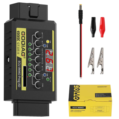صندوق فك تشفير GT105 II ECU IMMO Prog OBD2 من GODIAG مع إنذار 11 فولت