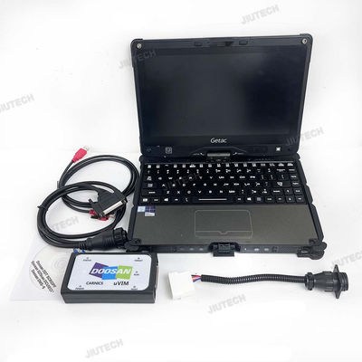 Getac V110 laptop + For Doosan uvim Excavator Forklift Engine Fault Detector DDT SCR DPF DCU ECU Scanner Fault Diagnostic Tool